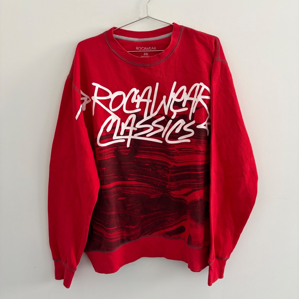 Rocawear Classics Red Graphic Crewneck Sweatshirt Mens 2XL Streetwear